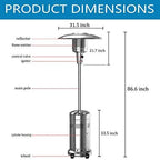 2 Set 48,000-BTU Umbrella Patio Propane Heater With Wheels, Stainless Steel Patio Heater