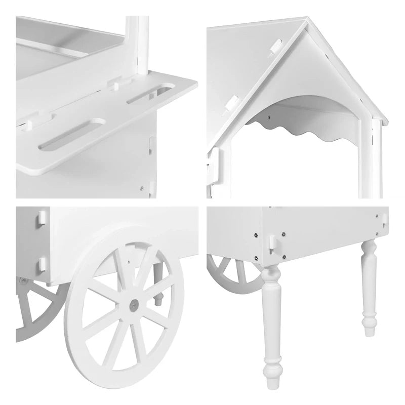Candy Cart Display Stand With Wheels, Dessert Cart, Decorated Wood Candy Cart For Birthdays And Weddings
