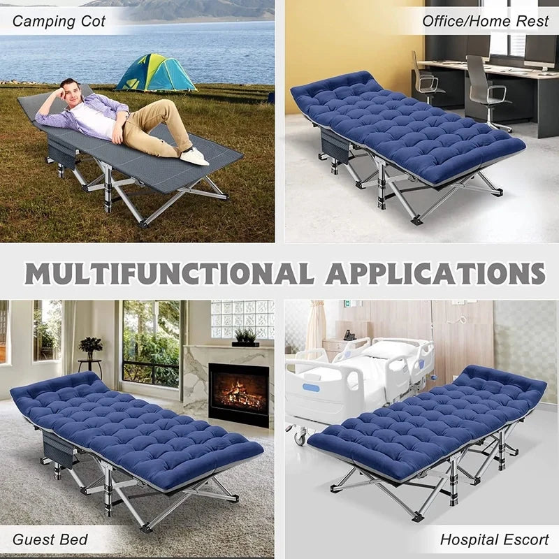 Slsy 2 Pack Folding Bed Cot With 3.3 In. 2 Sided Mattress, 75 In. 28 In. Folding Camping Cots With Carry Bag, Portable Sleepi