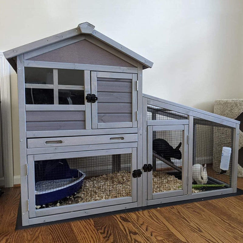 Aivituvin Rabbit Hutch Outdoor Indoor Bunny Cage With Pull Out Tray, Upgraded Chicken Coop With Removable Wire Mesh Bottom, G