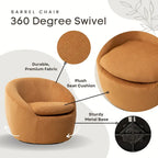 Swivel Barrel Chair, 360 Degree Rotation, Boucle Fabric