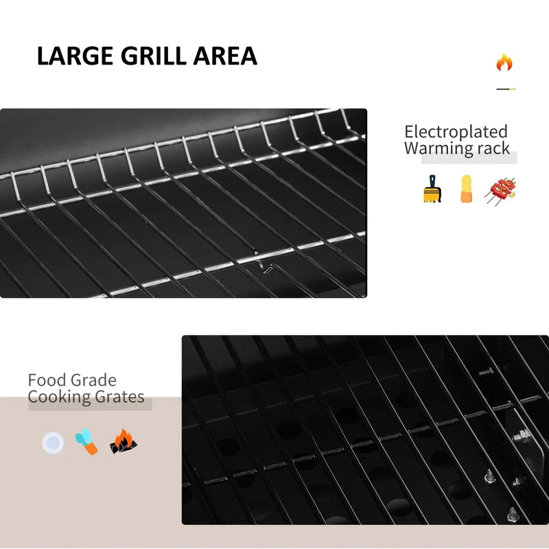 Outsunny Charcoal Bbq Grill, Outdoor Portable Cooker, Gray