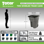 Toter 96 Gallon Trash Can With Smooth Wheels And Lid