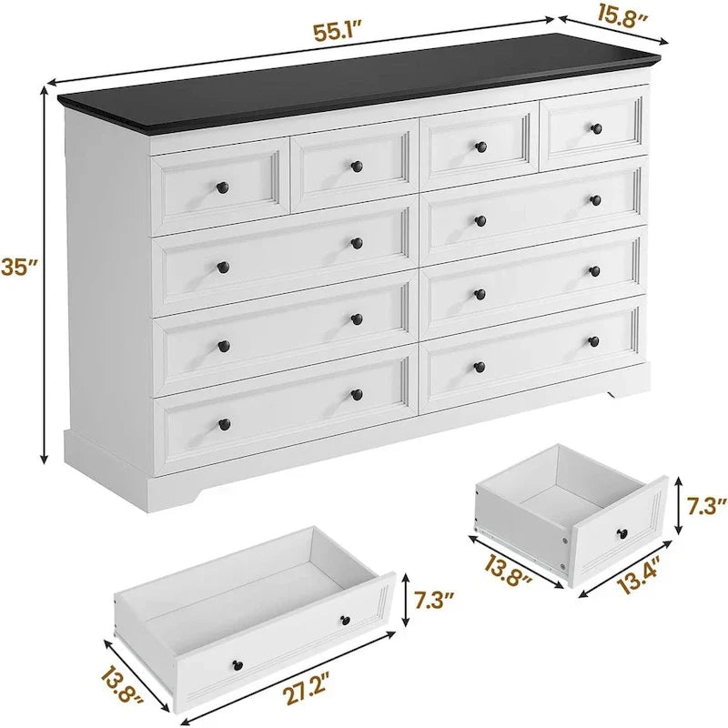 10 Drawers Dresser 55 Large Drawers Wood Dressers And Chest Of Drawers