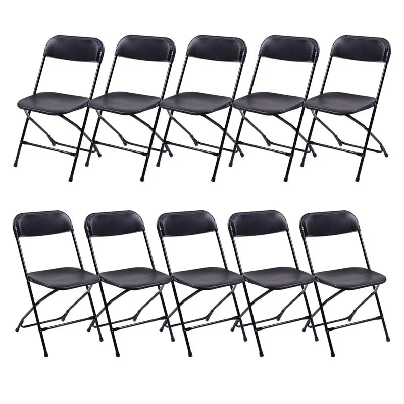 Ktaxon 6 Ft. White Folding Table And 10 Pack Folding Chairs Black, Plastic Table And Chair Set