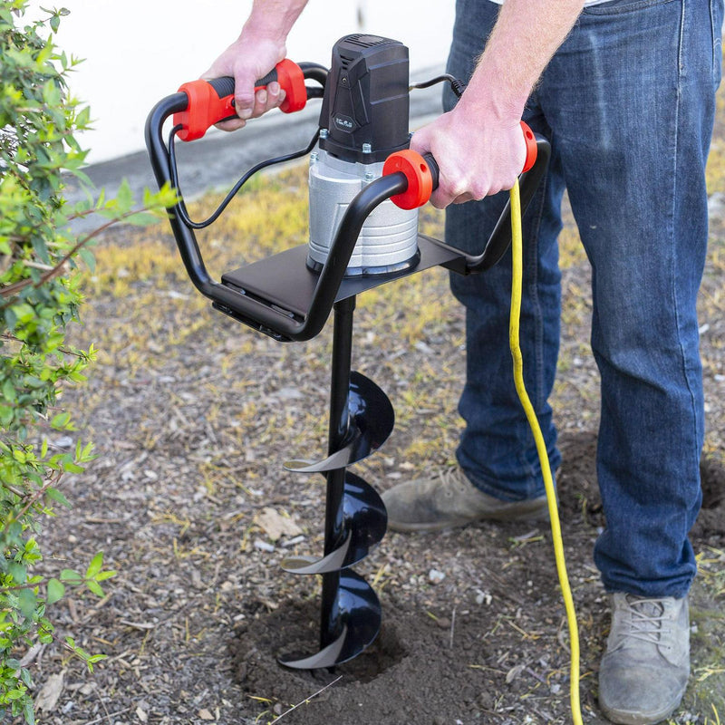 XtremepowerUS 1500W Electric Post Hole Digger With 6 In. Auger Bit, Anti Vibration Handle And Safety Lock For Soil And Fence 