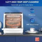 Portable Countertop Dishwasher With 5-Liter Built-In Water Tank And Air-Dry Function, 5 Washing Programs