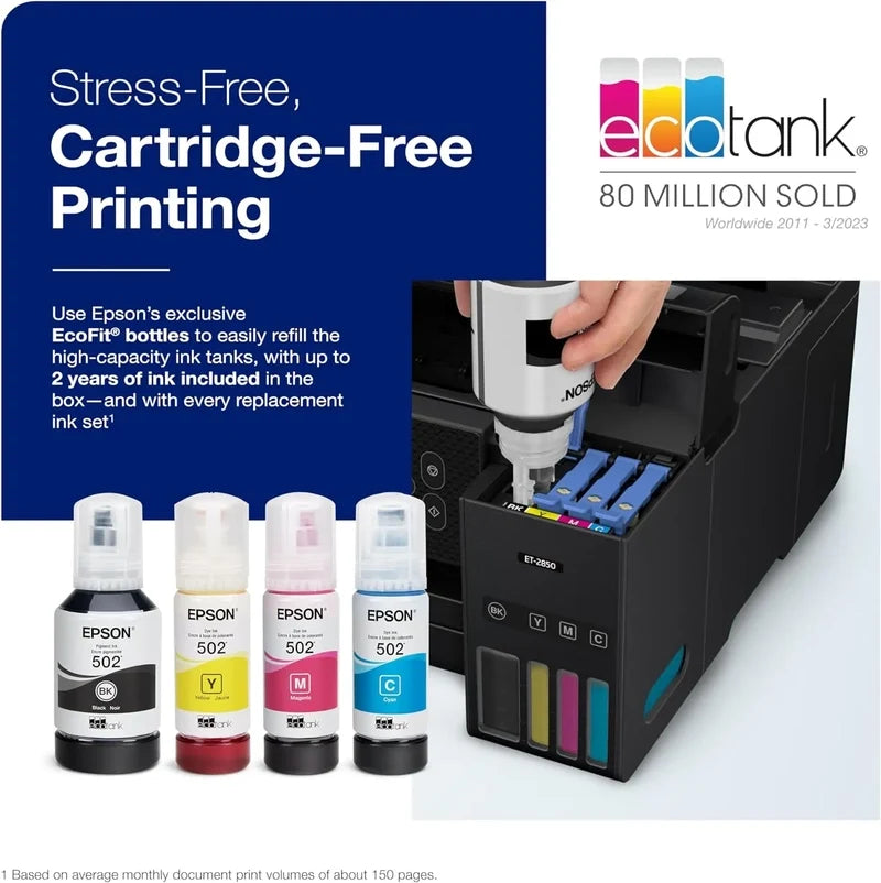 ET-4800 Wireless All-in-One Cartridge-Free Supertank Printer With Scanner, Copier, Fax, ADF And Ethernet, Ideal-For Your Home