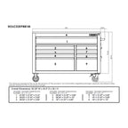 Heavy-Duty 52 In. 9-Drawer Mobile Workbench With Adjustable-Height Solid Wood Top In Matte Blue