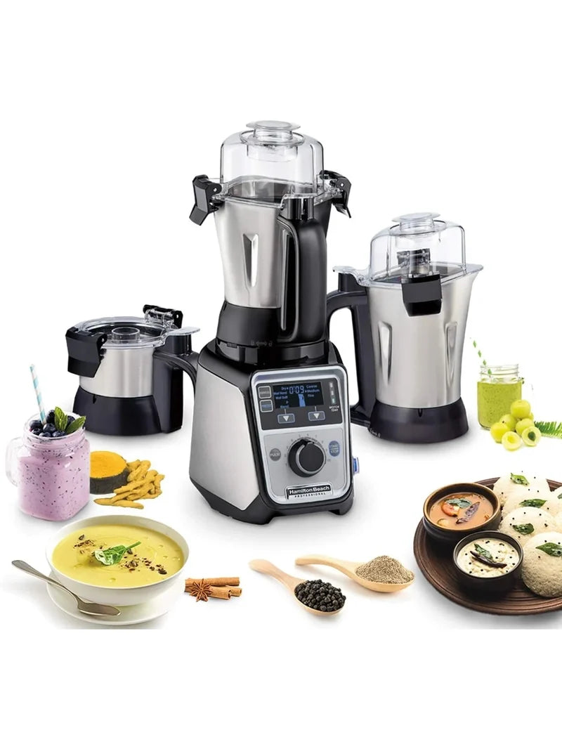 Hamilton Beach Professional 4-in-1 Juicer Mixer Grinder, 1400 Watt, 120V, 3 Jars, For Wet And Dry Spices