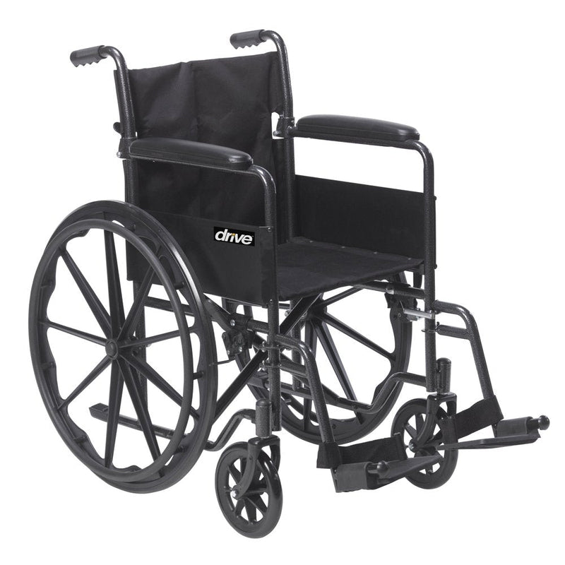 Drive Medical Silver Sport 1 Wheelchair With Full Arms And Swing Away Removable Footrest