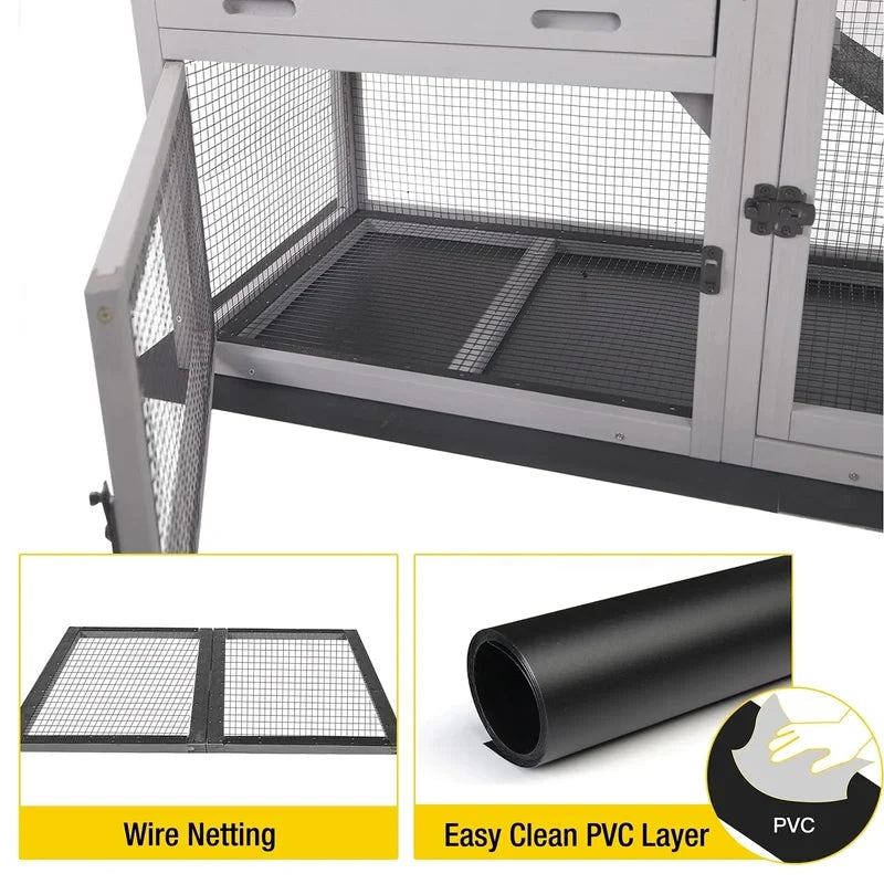 Aivituvin Rabbit Hutch Outdoor Indoor Bunny Cage With Pull Out Tray, Upgraded Chicken Coop With Removable Wire Mesh Bottom, G