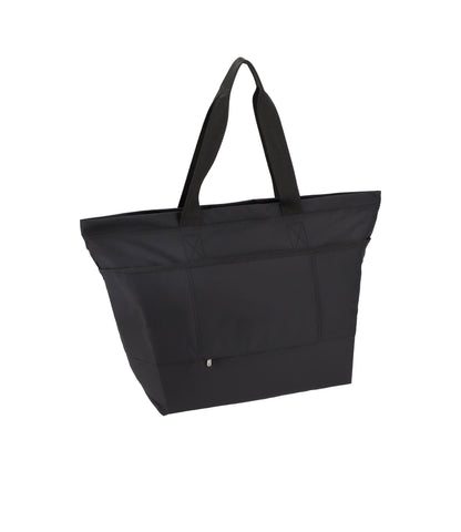 Carlin Zip Top Tote Bag - Black solid view 3