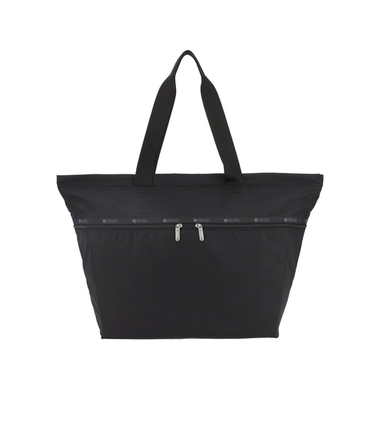 Carlin Zip Top Tote Bag - Black solid