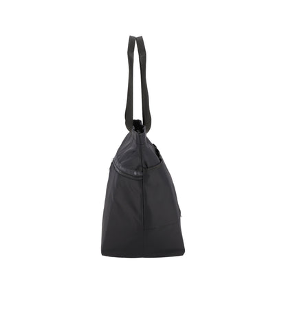 Carlin Zip Top Tote Bag - Black solid view 4