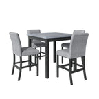 5 Piece Counter Height Dining Set, Wood Dining Table Set With Rectangle Table And 4 Upholstered High Back Chairs