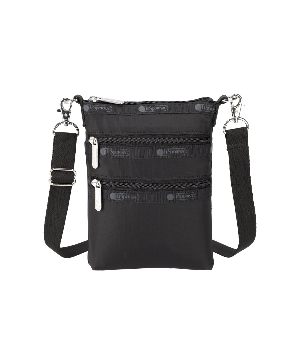 3-Zip Crossbody - Black solid
