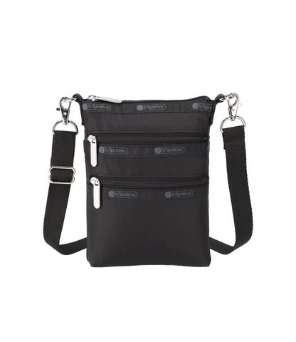 3-Zip Crossbody - Black solid