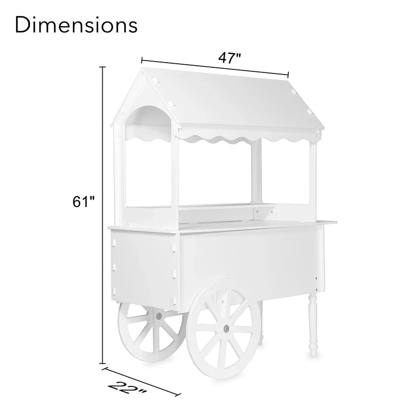 Candy Cart Display Stand With Wheels, Dessert Cart, Decorated Wood Candy Cart For Birthdays And Weddings