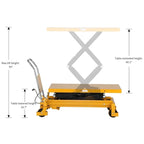 Hydraulic Lifting Table Trolley, Load Capacity 350 Kg, Maximum Height 130 Cm, Double Scissor Lift Table With Safety Device An