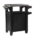Keter Unity Portable Outdoor Table And Storage Cabinet With Hooks For Grill Accessories-Stainless Steel Top For Patio Kitchen