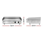 Devanti 73cm Commercial Electric Griddle Bbq Grill Plate 4400W Silver