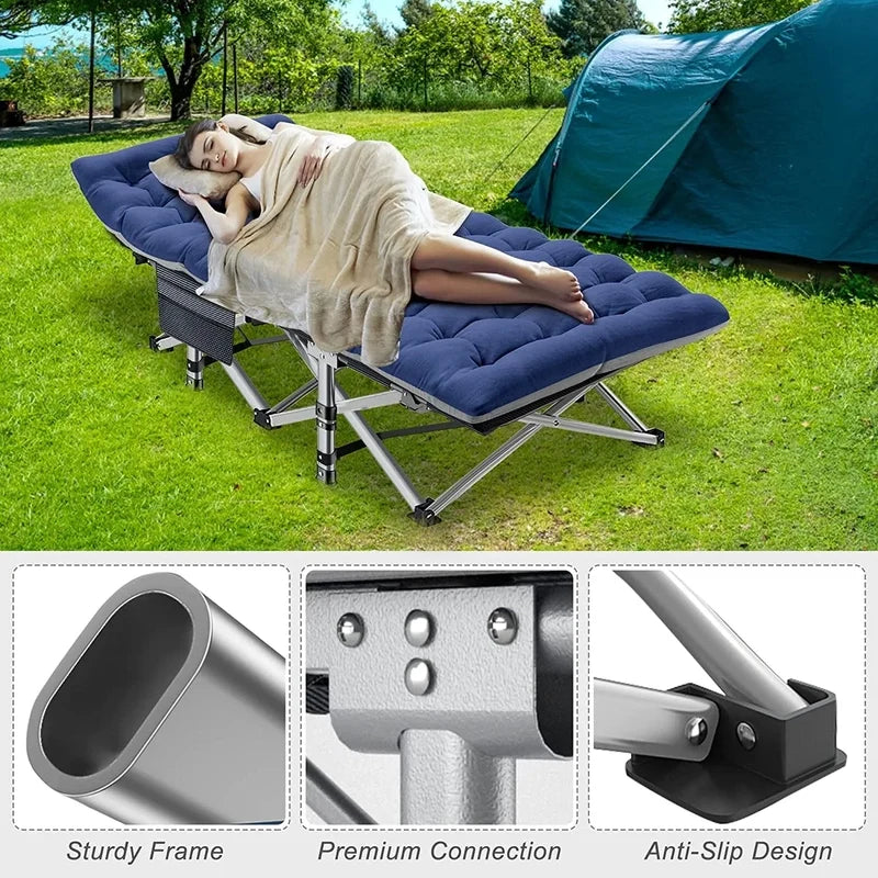 Slsy 2 Pack Folding Bed Cot With 3.3 In. 2 Sided Mattress, 75 In. 28 In. Folding Camping Cots With Carry Bag, Portable Sleepi