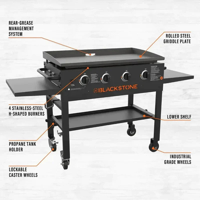 Blackstone 4-Burner 36 In. Griddle Cooking Station With Side Shelves