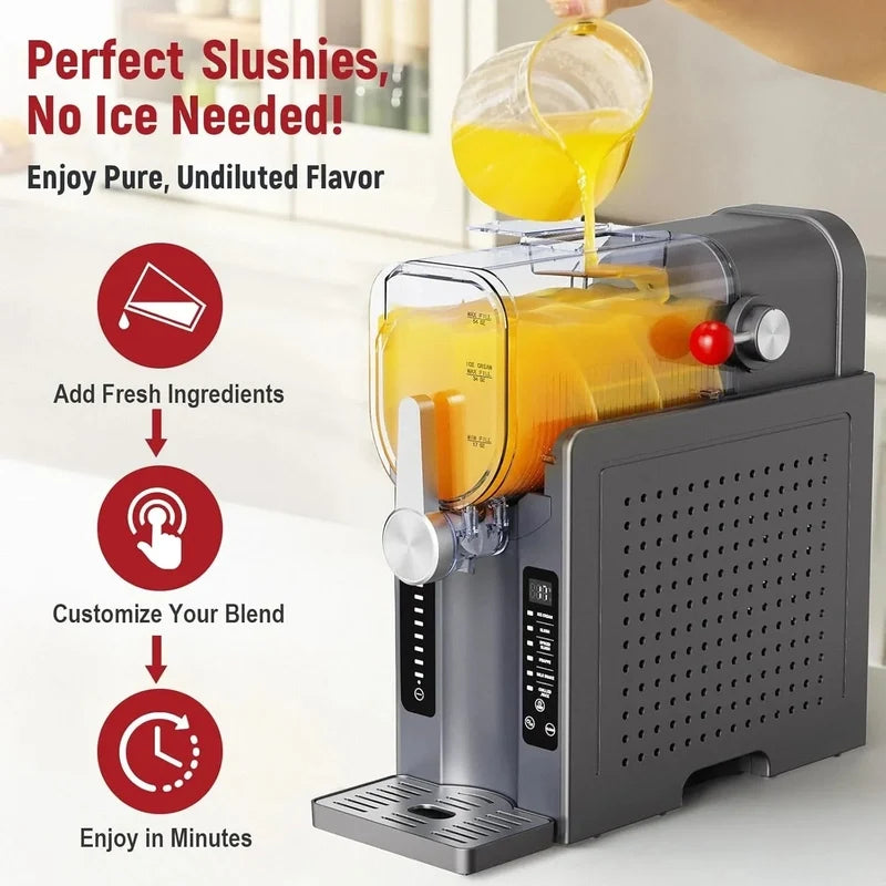 Slushie Machine, No Ice Needed All-in-One Slushy Maker For Home, Real-Time Temp Display, Auto-Clean, 6 Preset, Frozen Margari