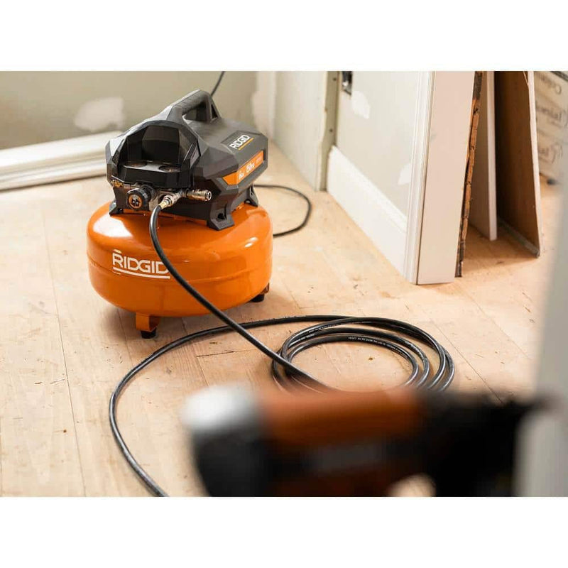 6 Gal. Portable Electric Pancake Air Compressor w/18GA Brad Nailer, 16GA Straight Finish Nailer, And 18GA Finish Stapler R696