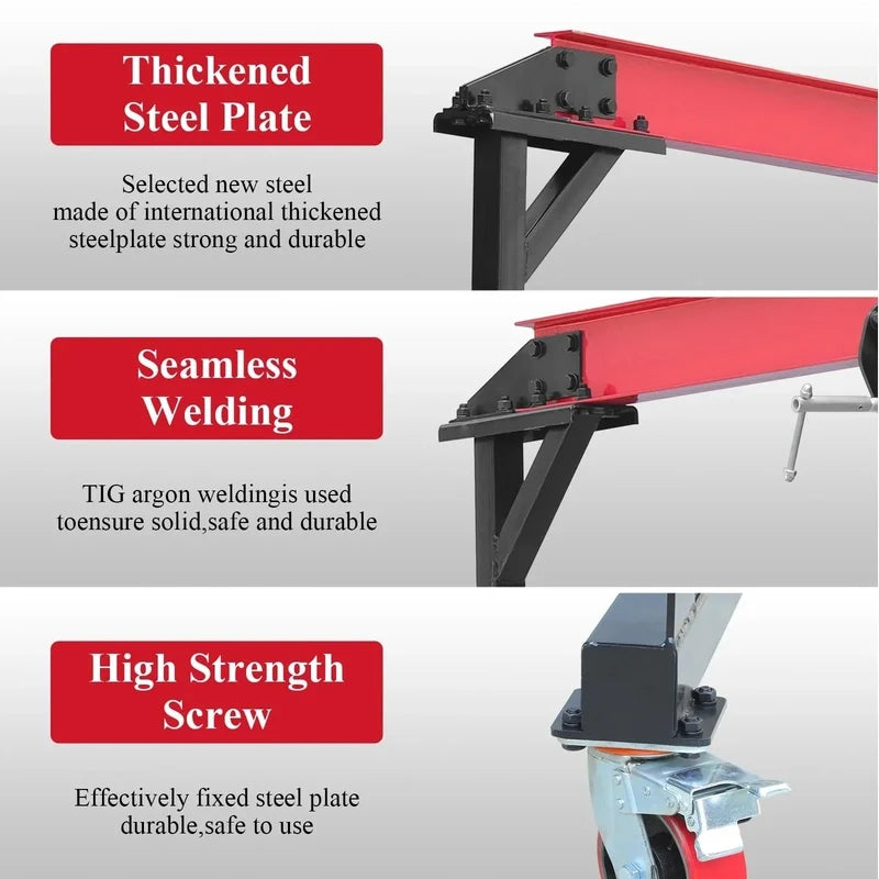 1-ton Gantry Crane, Adjustable, 2200 Lbs Lifting Capacity, Height Adjustable 96.5 In.-143.7 In, Portable Hoist For Factory