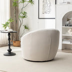 Swivel Barrel Chair, 360 Degree Rotation, Boucle Fabric