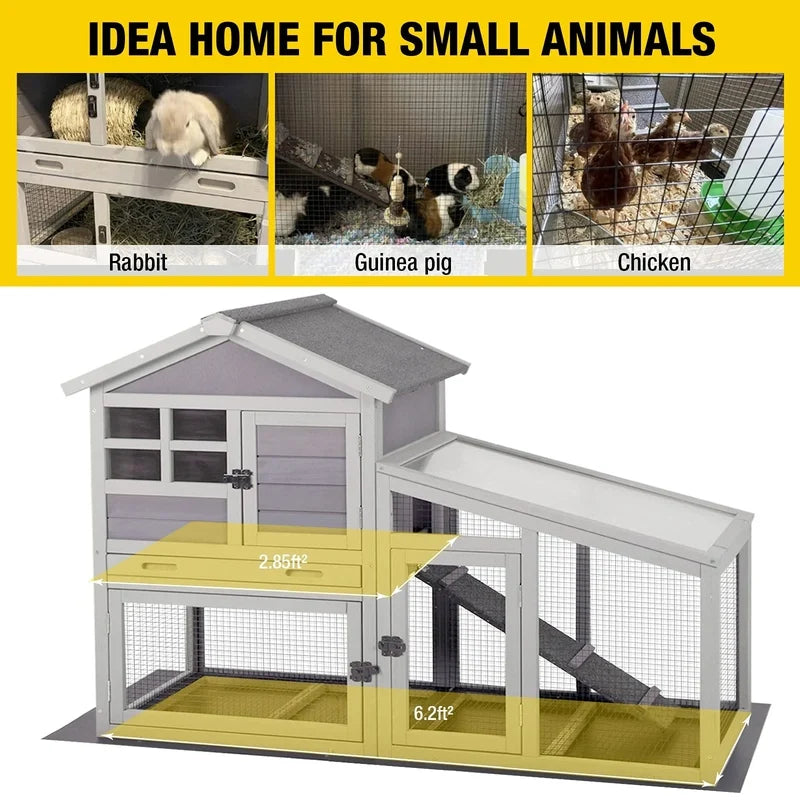 Aivituvin Rabbit Hutch Outdoor Indoor Bunny Cage With Pull Out Tray, Upgraded Chicken Coop With Removable Wire Mesh Bottom, G