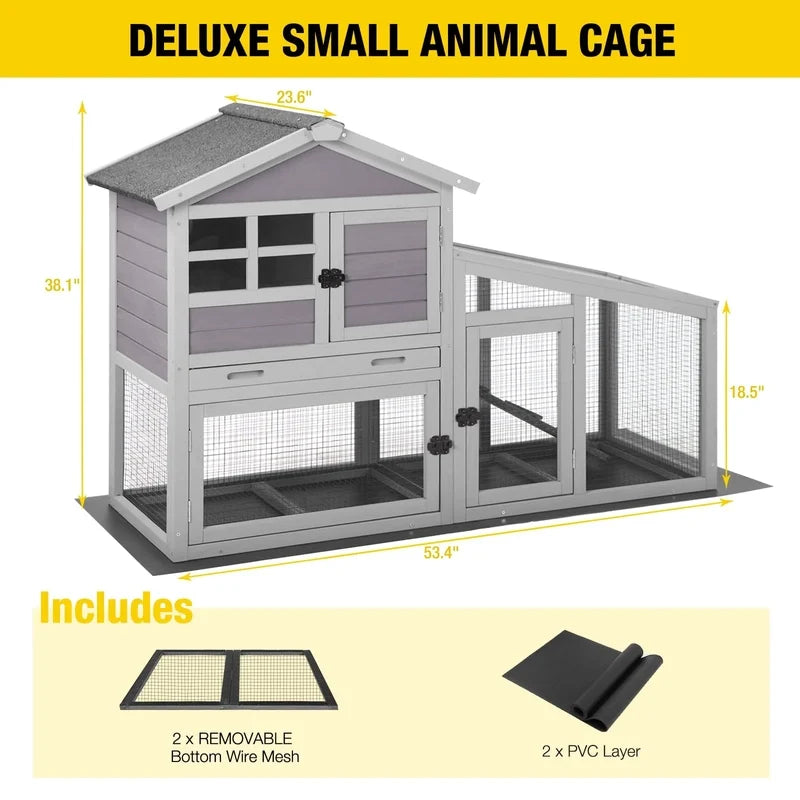 Aivituvin Rabbit Hutch Outdoor Indoor Bunny Cage With Pull Out Tray, Upgraded Chicken Coop With Removable Wire Mesh Bottom, G