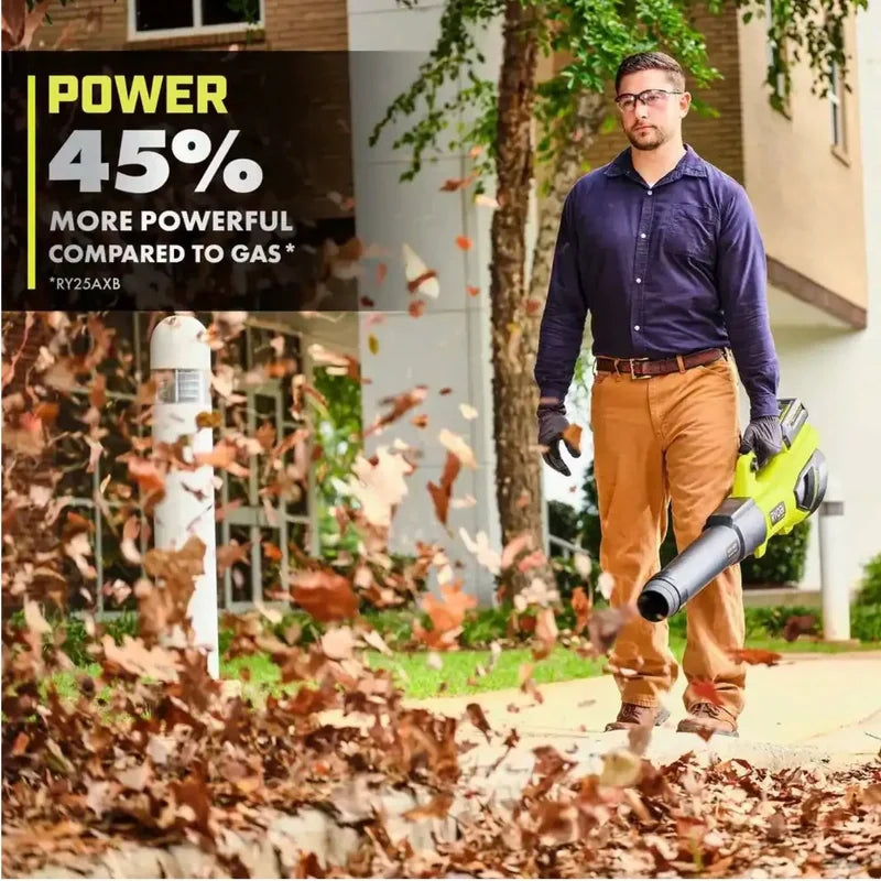 Ryobi 40V HP Brushless Whisper Series 190 MPH 730 CFM Cordless Battery Jet Fan Leaf Blower With 2 4.0 Ah Batteries And Charge