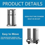 2 Set 48,000-BTU Umbrella Patio Propane Heater With Wheels, Stainless Steel Patio Heater