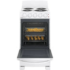 20-inch Electric Oven With 4 Cooking Zones, Freestanding, In White