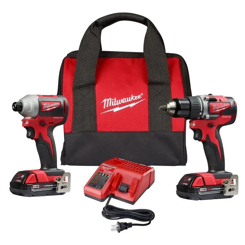 M18 18V Lithium-Ion Brushless Cordless Compact Drill/Impact Combo Kit, 2-Tool With 2 2.0Ah Batteries, Charger And Bag 2892-22