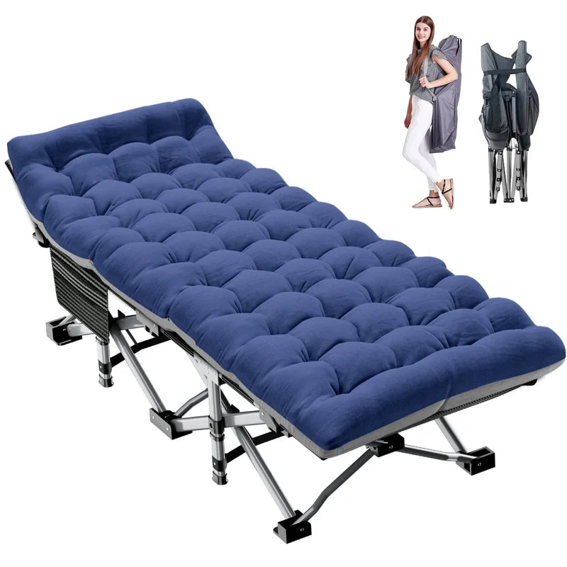 Slsy 2 Pack Folding Bed Cot With 3.3 In. 2 Sided Mattress, 75 In. 28 In. Folding Camping Cots With Carry Bag, Portable Sleepi