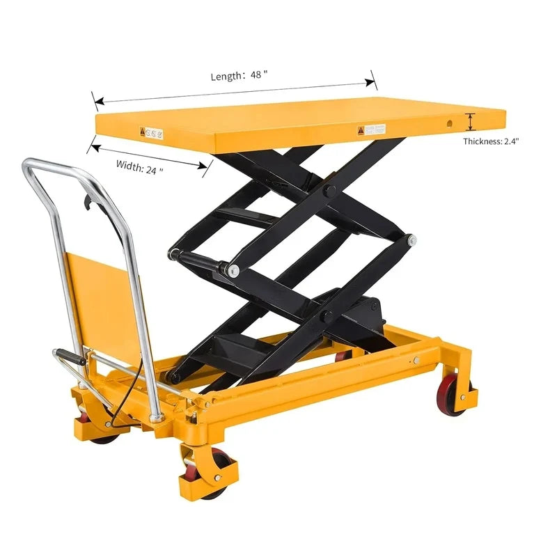 Hydraulic Lifting Table Trolley, Load Capacity 350 Kg, Maximum Height 130 Cm, Double Scissor Lift Table With Safety Device An