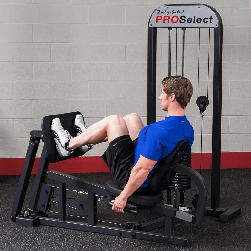Body Solid Pro Select Leg Press Glp Stk/3 With 310 Lb Stack, Oversized Rubberized Footplate, Double Beam Design, Commercial
