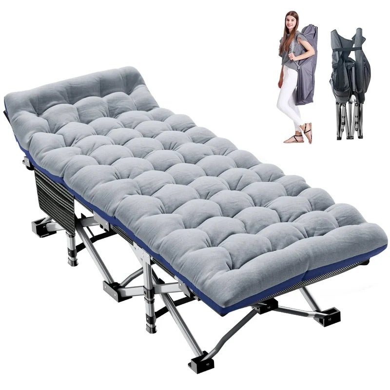 Slsy 2 Pack Folding Bed Cot With 3.3 In. 2 Sided Mattress, 75 In. 28 In. Folding Camping Cots With Carry Bag, Portable Sleepi