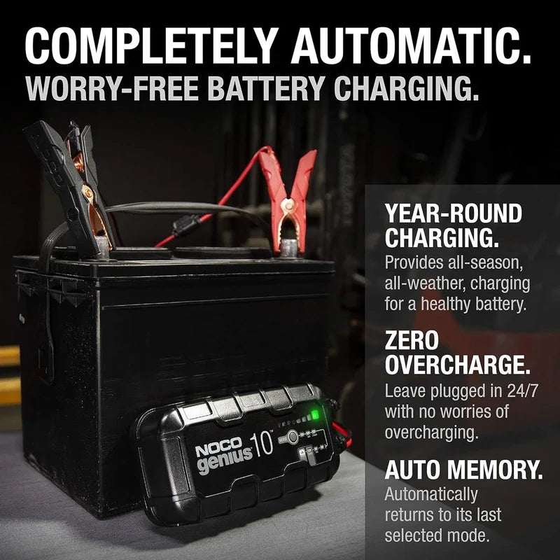 Noco GENIUS10, 10A 6V/12V Smart Battery Charger, Maintainer And Desulfator