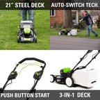 80V Battery-Powered Lawn Mower, 53 Cm, 21 In., Self-Propelled, Brushless, Greenworks