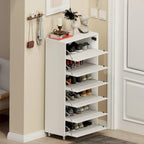 Mirror Shoe Cabinet With 6 Flip Drawers, Shoe Rack Organizer Store Ample Shoes,4 Metal Legs, Hand-Touch Flip-Out Door