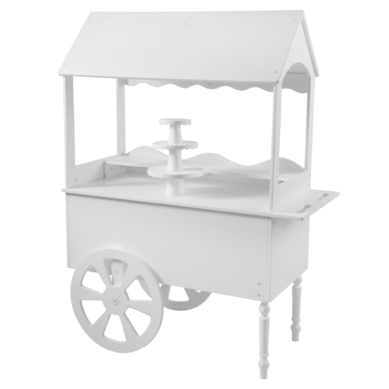 Candy Cart Display Stand With Wheels, Dessert Cart, Decorated Wood Candy Cart For Birthdays And Weddings