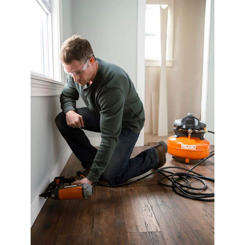 6 Gal. Portable Electric Pancake Air Compressor w/18GA Brad Nailer, 16GA Straight Finish Nailer, And 18GA Finish Stapler R696