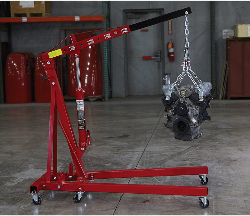 Strongway Hydraulic Engine Hoist With Load Leveler, 2-Ton Capacity, 1 In.-82 5/8 In. Lift Range