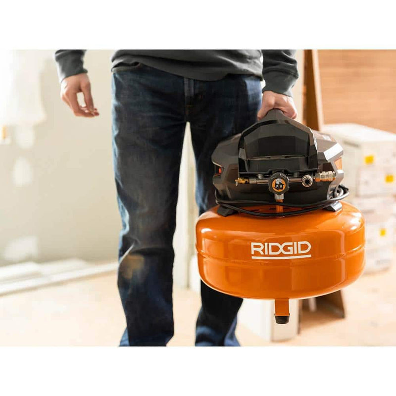 6 Gal. Portable Electric Pancake Air Compressor w/18GA Brad Nailer, 16GA Straight Finish Nailer, And 18GA Finish Stapler R696