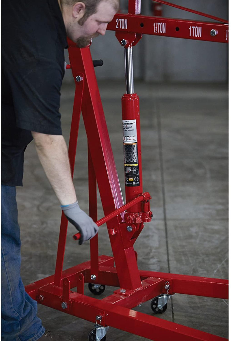 Strongway Hydraulic Engine Hoist With Load Leveler, 2-Ton Capacity, 1 In.-82 5/8 In. Lift Range